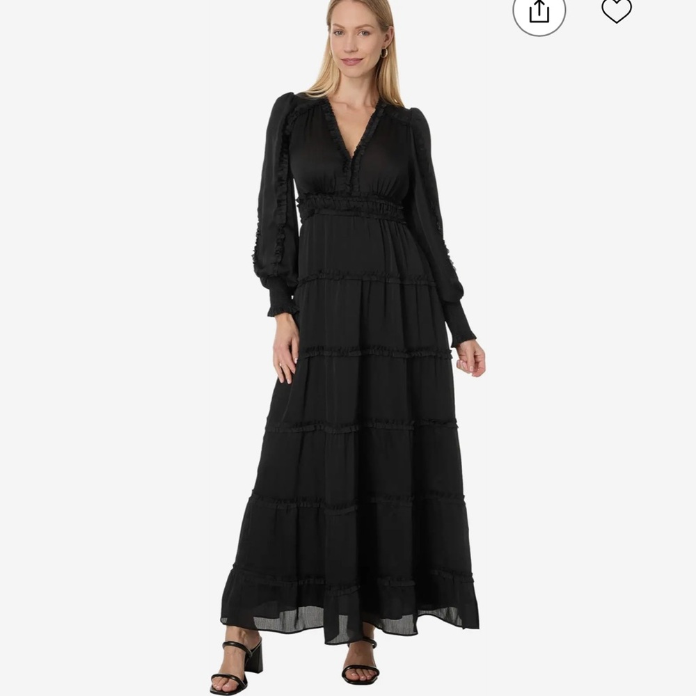 CeCe Black Long Sleeve Maxi Dress